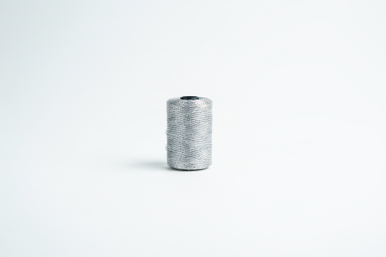 hilo lurex plata, representalo de fotma minimalista